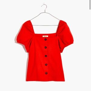 Madewell Red Button-Front Top